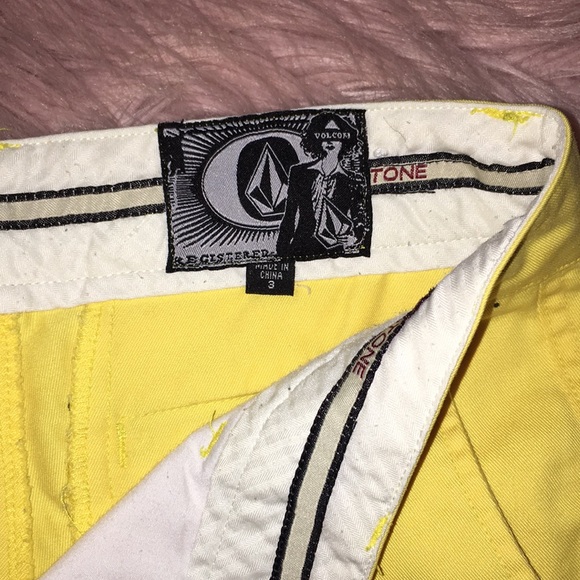 Yellow, shin high volcom pants - Picture 2 of 2